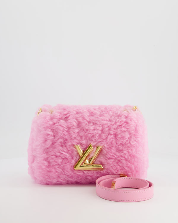 Louis Vuitton Candy Pink Shearling LV Twist PM Bag with Gold Hardware