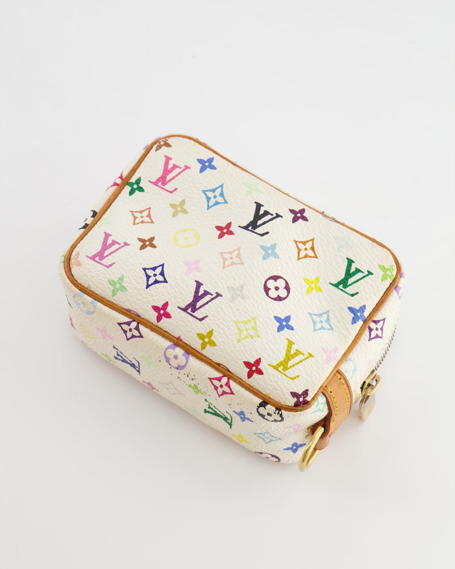 Louis Vuitton Murakami White and Multicolour Mini Pouch with Gold Hardware