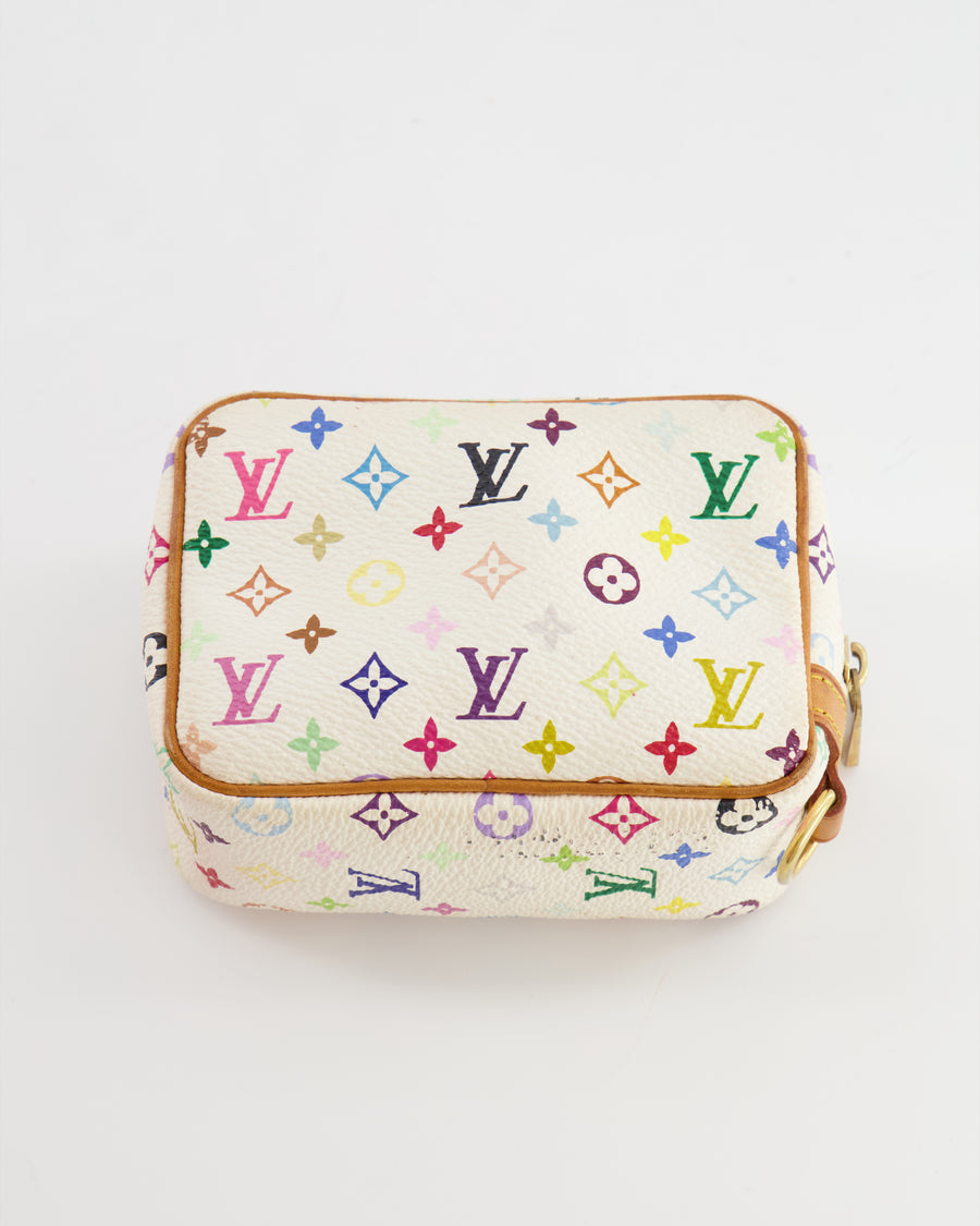 Louis Vuitton Murakami White and Multicolour Mini Pouch with Gold Hardware