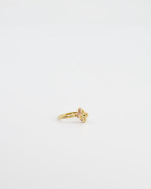 Louis Vuitton Gold Monogram Ring with Light Pink Enamel Detail Size L