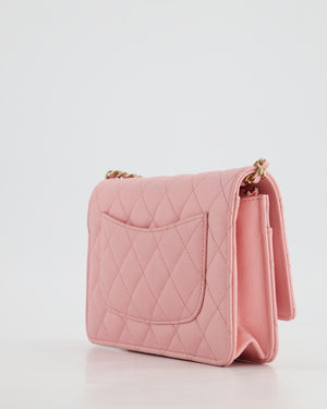 *HOT* Chanel Bubblegum Pink Wallet on Chain Bag in Caviar Leather with Champagne Gold Hardware