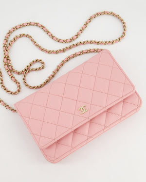 *HOT* Chanel Bubblegum Pink Wallet on Chain Bag in Caviar Leather with Champagne Gold Hardware