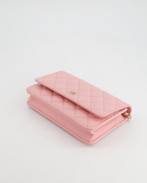 *HOT* Chanel Bubblegum Pink Wallet on Chain Bag in Caviar Leather with Champagne Gold Hardware