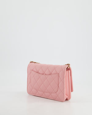 *HOT* Chanel Bubblegum Pink Wallet on Chain Bag in Caviar Leather with Champagne Gold Hardware