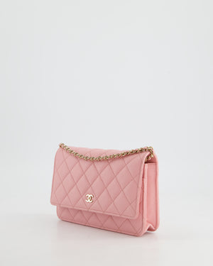 *HOT* Chanel Bubblegum Pink Wallet on Chain Bag in Caviar Leather with Champagne Gold Hardware