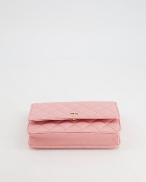 *HOT* Chanel Bubblegum Pink Wallet on Chain Bag in Caviar Leather with Champagne Gold Hardware