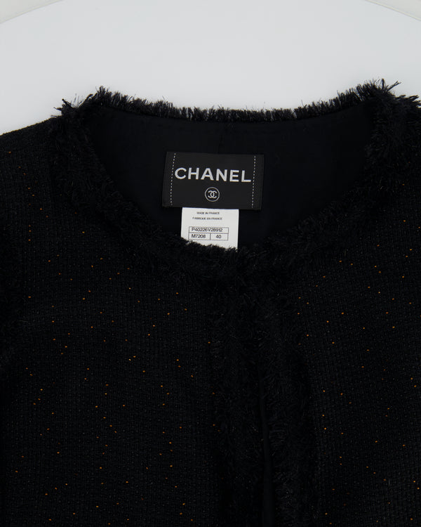 Chanel Black Tweed Jacket with Bronze Sequins and Gold CC Logo Buttons Size FR 40 (UK 12) RRP £2,420