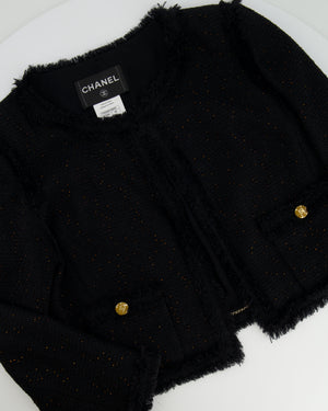 Chanel Black Tweed Jacket with Bronze Sequins and Gold CC Logo Buttons Size FR 40 (UK 12) RRP £2,420