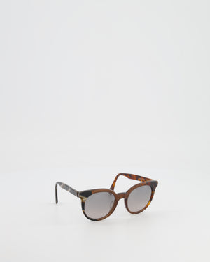 Fendi Brown Tortoiseshell and Wood-effect Round Sunglasses