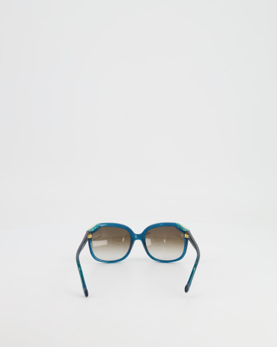 Louis Vuitton Blue Glitter Sunglasses with Gold Details