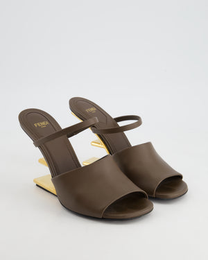 Fendi Brown 'Fendi First" Mules with F Heel Detail Size EU 38