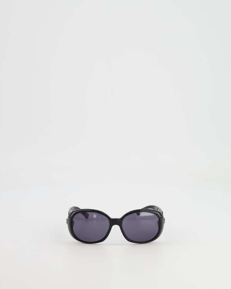 Chanel Black Sunglasses with CC and Camelia Details