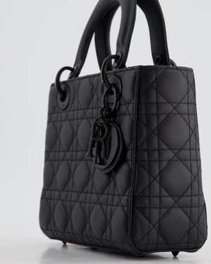 Christian Dior Black Small Lady Dior Bag In Ultramatte Cannage Calfskin Leather with Black Hardware RRP £4,900