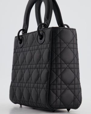 Christian Dior Black Small Lady Dior Bag In Ultramatte Cannage Calfskin Leather with Black Hardware RRP £4,900