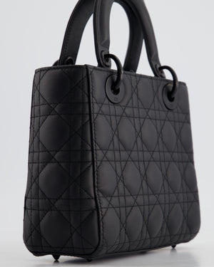 Christian Dior Black Small Lady Dior Bag In Ultramatte Cannage Calfskin Leather with Black Hardware RRP £4,900