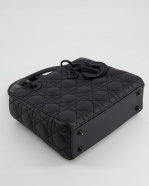 Christian Dior Black Small Lady Dior Bag In Ultramatte Cannage Calfskin Leather with Black Hardware RRP £4,900