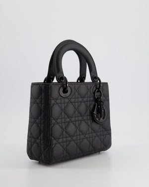 Christian Dior Black Small Lady Dior Bag In Ultramatte Cannage Calfskin Leather with Black Hardware RRP £4,900