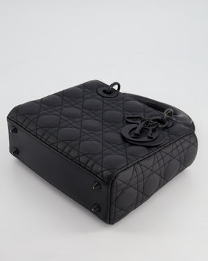 Christian Dior Black Small Lady Dior Bag In Ultramatte Cannage Calfskin Leather with Black Hardware RRP £4,900