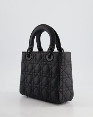 Christian Dior Black Small Lady Dior Bag In Ultramatte Cannage Calfskin Leather with Black Hardware RRP £4,900