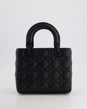 Christian Dior Black Small Lady Dior Bag In Ultramatte Cannage Calfskin Leather with Black Hardware RRP £4,900