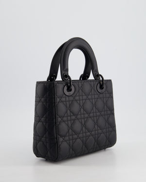 Christian Dior Black Small Lady Dior Bag In Ultramatte Cannage Calfskin Leather with Black Hardware RRP £4,900