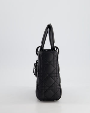 Christian Dior Black Small Lady Dior Bag In Ultramatte Cannage Calfskin Leather with Black Hardware RRP £4,900