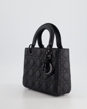 Christian Dior Black Small Lady Dior Bag In Ultramatte Cannage Calfskin Leather with Black Hardware RRP £4,900