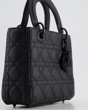 Christian Dior Black Small Lady Dior Bag In Ultramatte Cannage Calfskin Leather with Black Hardware RRP £4,900