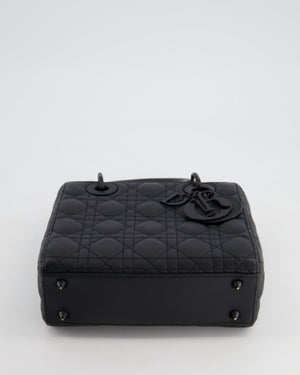 Christian Dior Black Small Lady Dior Bag In Ultramatte Cannage Calfskin Leather with Black Hardware RRP £4,900