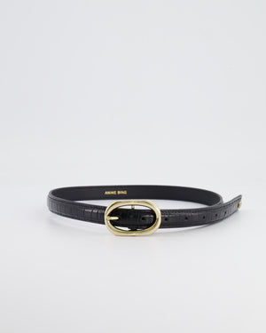 Anine Bing Black Embossed Mara Belt with Gold Details Size XS/S RRP £195