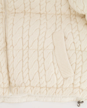 Perfect Moment Cream Wool Cable-Knit Hooded Cropped Jacket Size S (UK 8)