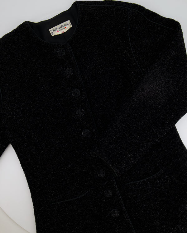 Yves Saint Laurent Black Embellished Jacket with Buttons Detailing Size FR 44 (UK 16)