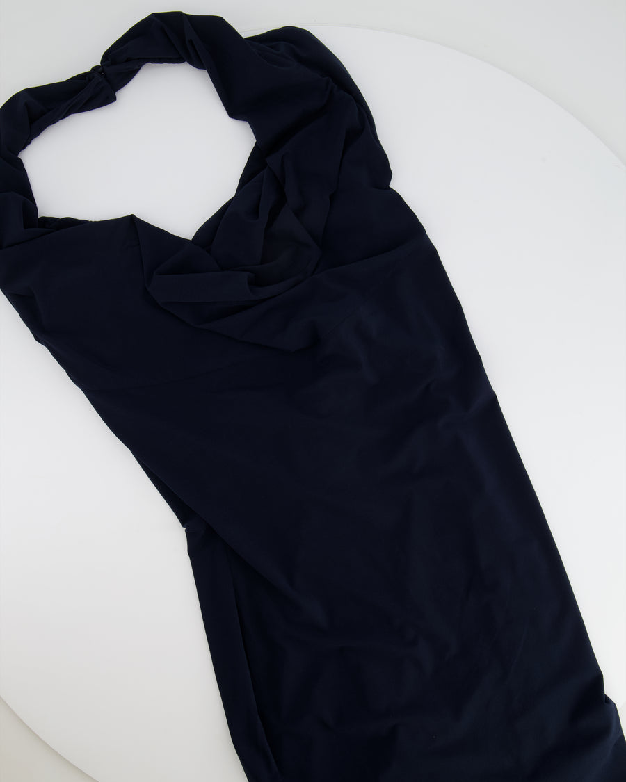 Magda Butrym Navy Stretch-Jersey Halterneck Midi Dress Size FR 36 (UK 8) RRP £1,250