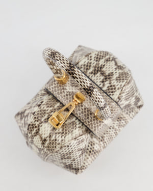 Gabriela Hearst Black & Ivory Python Small Demi Top Handle Bag with Gold Hardware