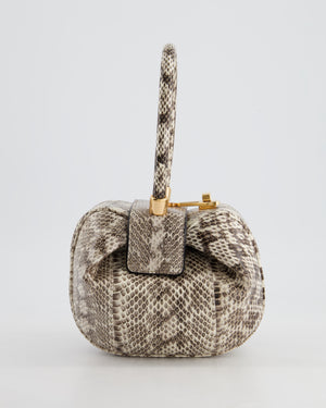 Gabriela Hearst Black & Ivory Python Small Demi Top Handle Bag with Gold Hardware