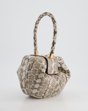 Gabriela Hearst Black & Ivory Python Small Demi Top Handle Bag with Gold Hardware