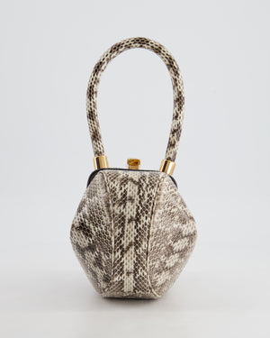 Gabriela Hearst Black & Ivory Python Small Demi Top Handle Bag with Gold Hardware