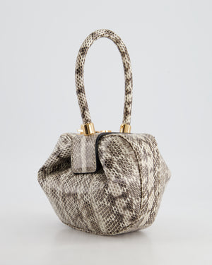 Gabriela Hearst Black & Ivory Python Small Demi Top Handle Bag with Gold Hardware