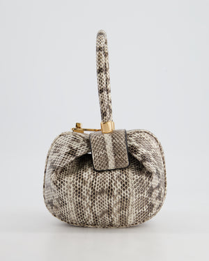 Gabriela Hearst Black & Ivory Python Small Demi Top Handle Bag with Gold Hardware