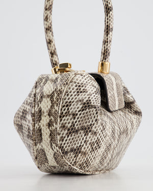 Gabriela Hearst Black & Ivory Python Small Demi Top Handle Bag with Gold Hardware