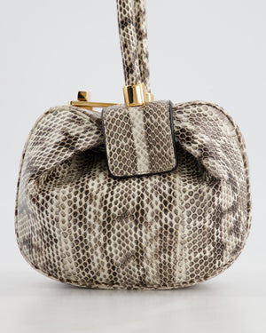 Gabriela Hearst Black & Ivory Python Small Demi Top Handle Bag with Gold Hardware