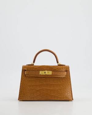 *SUPER RARE* Hermès Mini Kelly II 20cm Bag in Gold Alligator Mississippiensis Leather with Gold Hardware