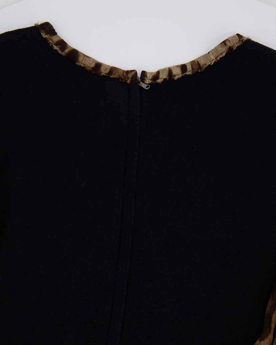 Dolce & Gabbana Black Dress with Leopard Silk Sleeves and Collar Size IT 42 (UK 10) RRP £1,450