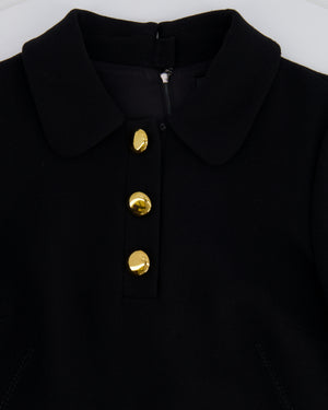 Dolce & Gabbana Black Wool Mini Dress with Gold Buttons Detailing Size IT 38 (UK 6) RRP £1,850