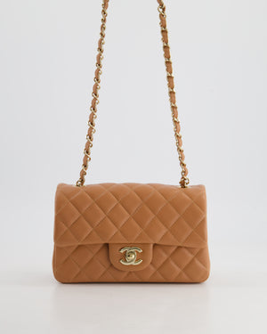 Chanel Caramel Mini Rectangular Classic Flap Bag with Champagne Gold Hardware