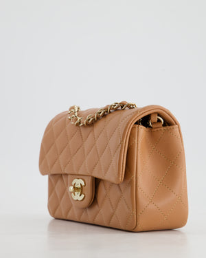 Chanel Caramel Mini Rectangular Classic Flap Bag with Champagne Gold Hardware