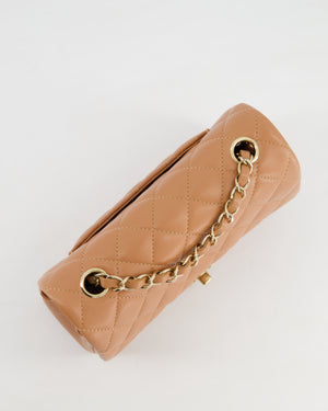 Chanel Caramel Mini Rectangular Classic Flap Bag with Champagne Gold Hardware