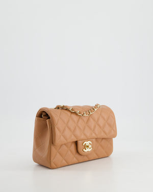 Chanel Caramel Mini Rectangular Classic Flap Bag with Champagne Gold Hardware