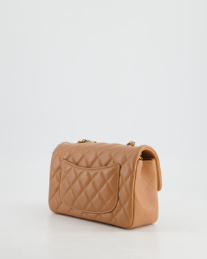 Chanel Caramel Mini Rectangular Classic Flap Bag with Champagne Gold Hardware