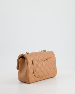 Chanel Caramel Mini Rectangular Classic Flap Bag with Champagne Gold Hardware